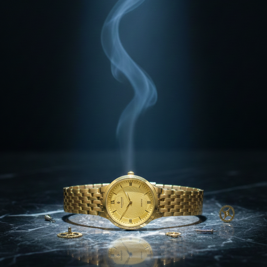 Classic Gold-Plated Men's Quartz Watch - Luxury Inspired Vacheron & Longines Style Dress Watches