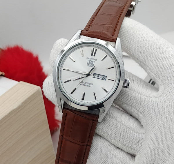 Carrera Calibre 5 - Luxury Swiss Watch With Leather Strap Mens Watch Wrist Watch | Best Quality Men Watch | Best Quality Analog Watch For Men - Without Box - Black