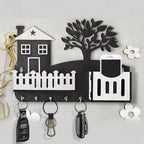 Modern Abstract key and Mobile Holder Black White MDF