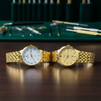 Classic Gold-Plated Men's Quartz Watch - Luxury Inspired Vacheron & Longines Style Dress Watches