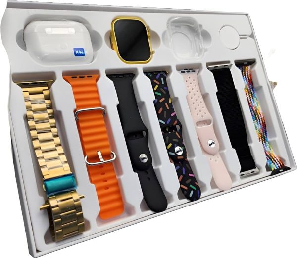 i20 Ultra MAX Smart Watch | Premium Quality | 2.3 '' Big Display Screen | Airpods & 7 Straps in Box | 10 in 1 (Random color)